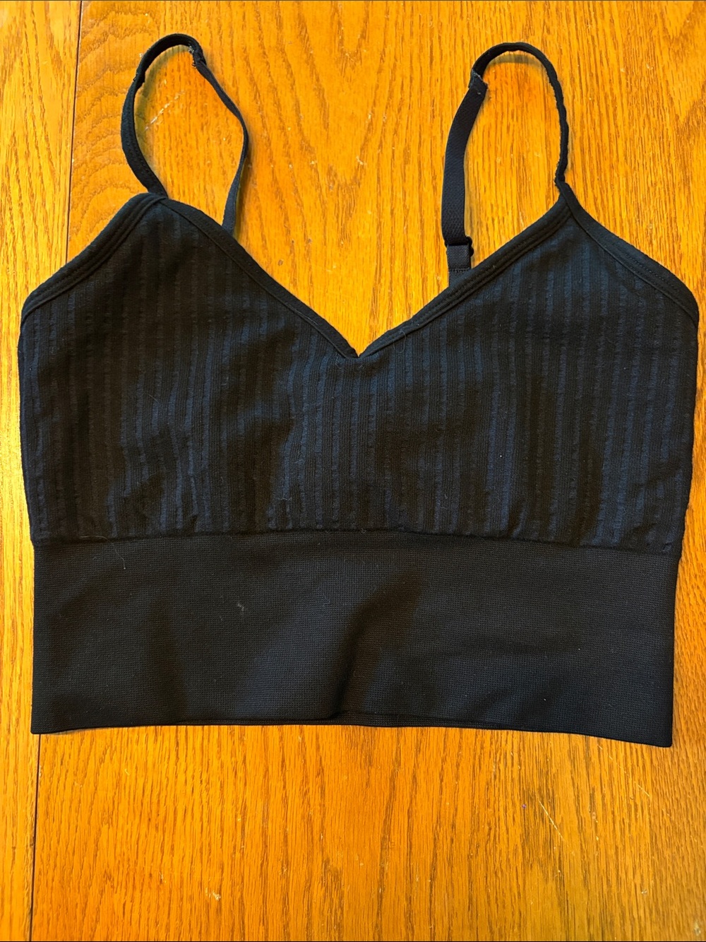 (5/$20) Black Ribbed V-Neck Bralette
